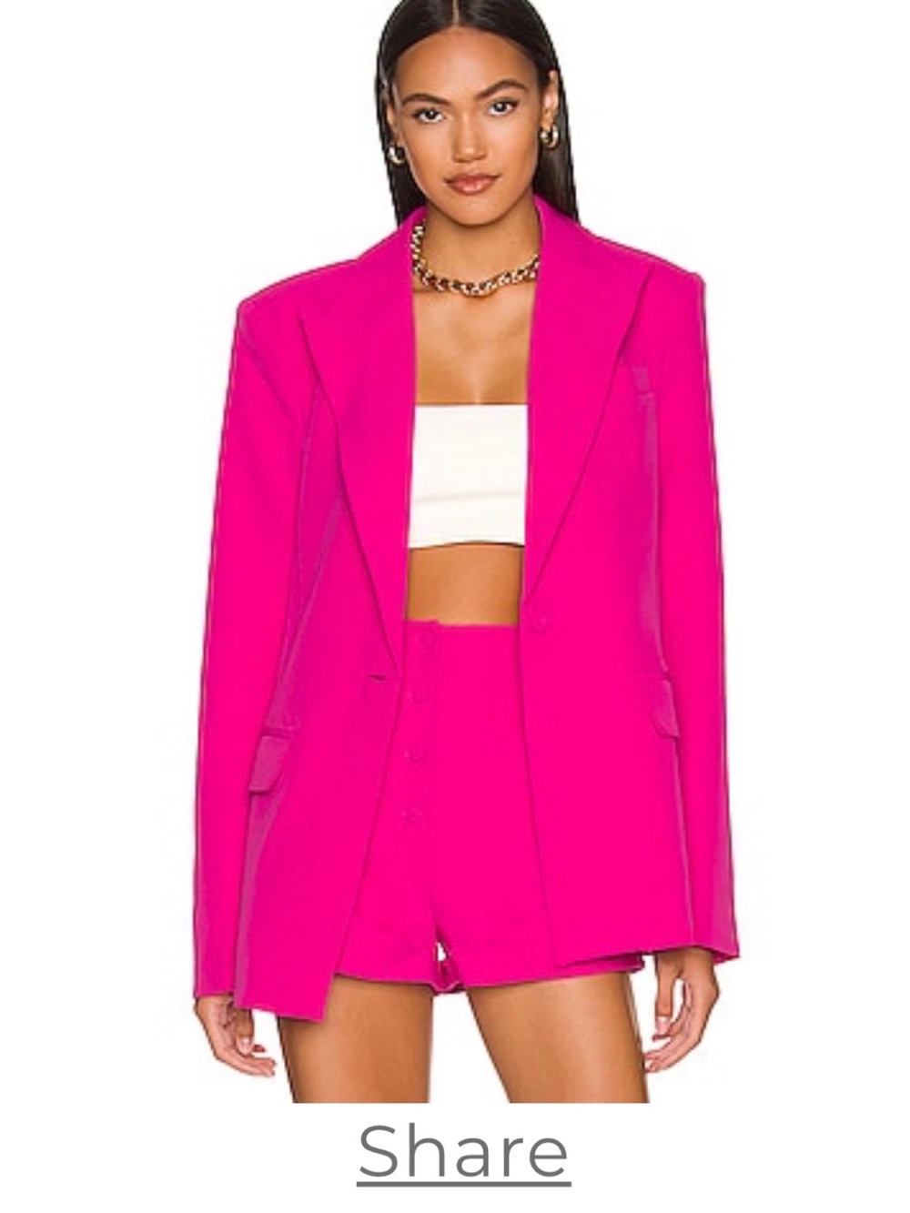 Summer vibes Camila Coelho Vibrant Hot Pink Tailored Blazer and short set
